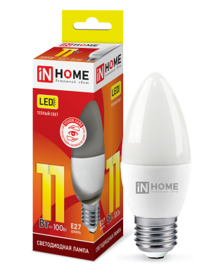 Лампа светодиодная LED-СВЕЧА-VC 11Вт 230В Е27 3000К 1050Лм IN HOME Лампа светодиодная LED-СВЕЧА-VC 11Вт 230В Е27 3000К 1050Лм IN HOME